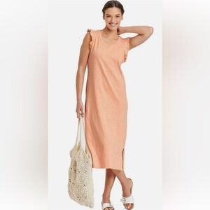 NWT UNIVERSAL THREAD Cotton Coral Peach Ruffle Sleeve Tank Midi Dress - XL